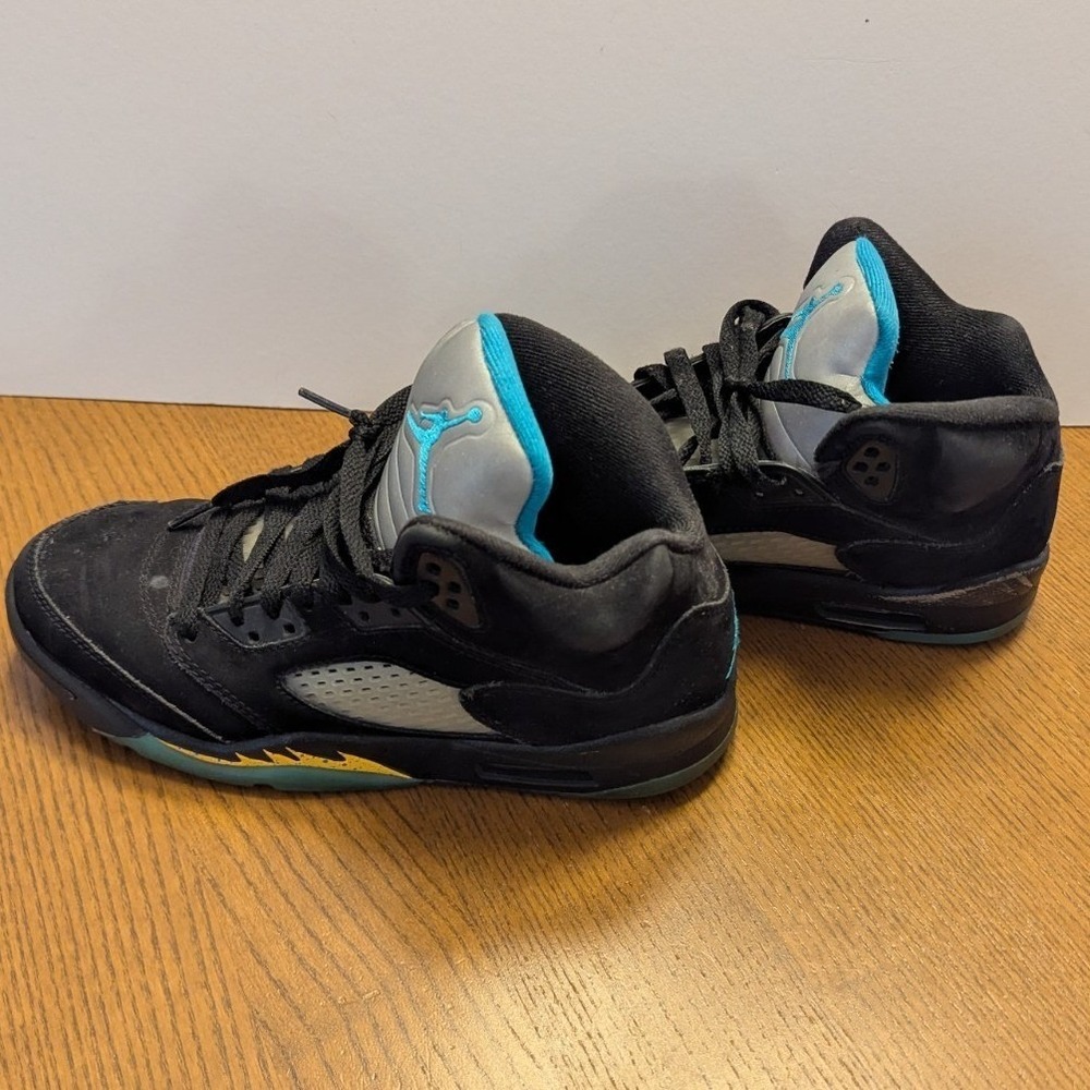 Nike Air Jordan 5 Retro Aqua GS  Size‎ 6 Y Shoes Black Blue Yellow - W/ COA